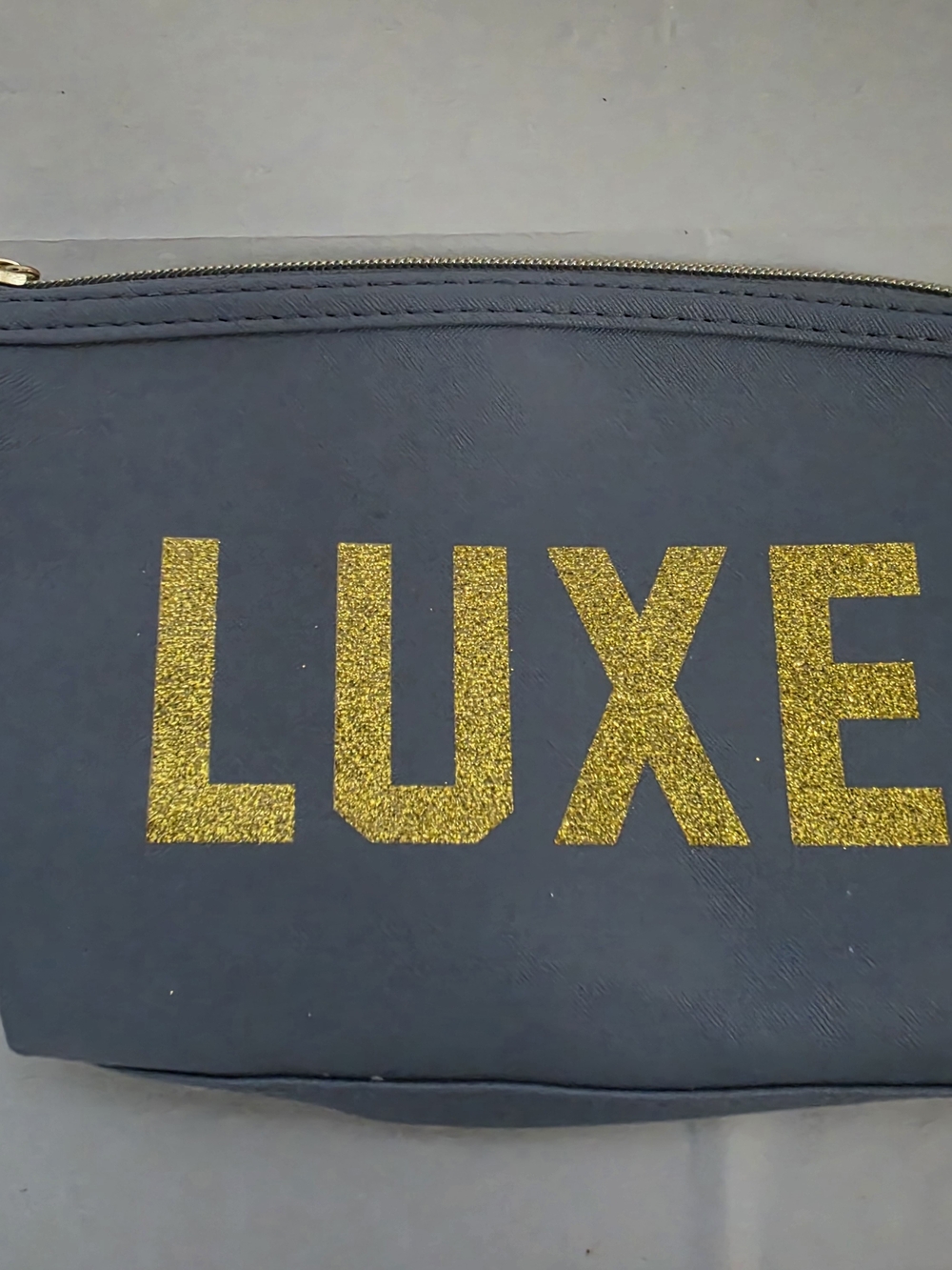 Luxe Glitter Accent Navy Cosmetic Pouch
